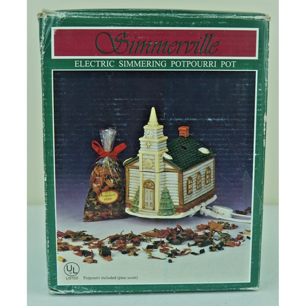 Vintage Electric Simmering Potpourri Pot Country School House in Original Box